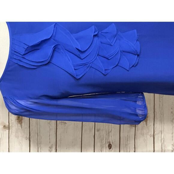 tibi elegant royal blue silk mini shift cocktail dress Size 6 - Picture 3 of 7